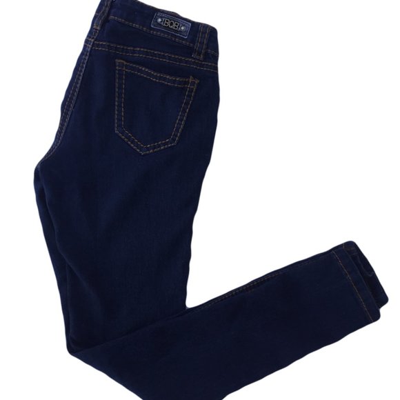 B.O.B Jeans Bob Womens Skinny Jeans Denim Low Rise Metal Logo